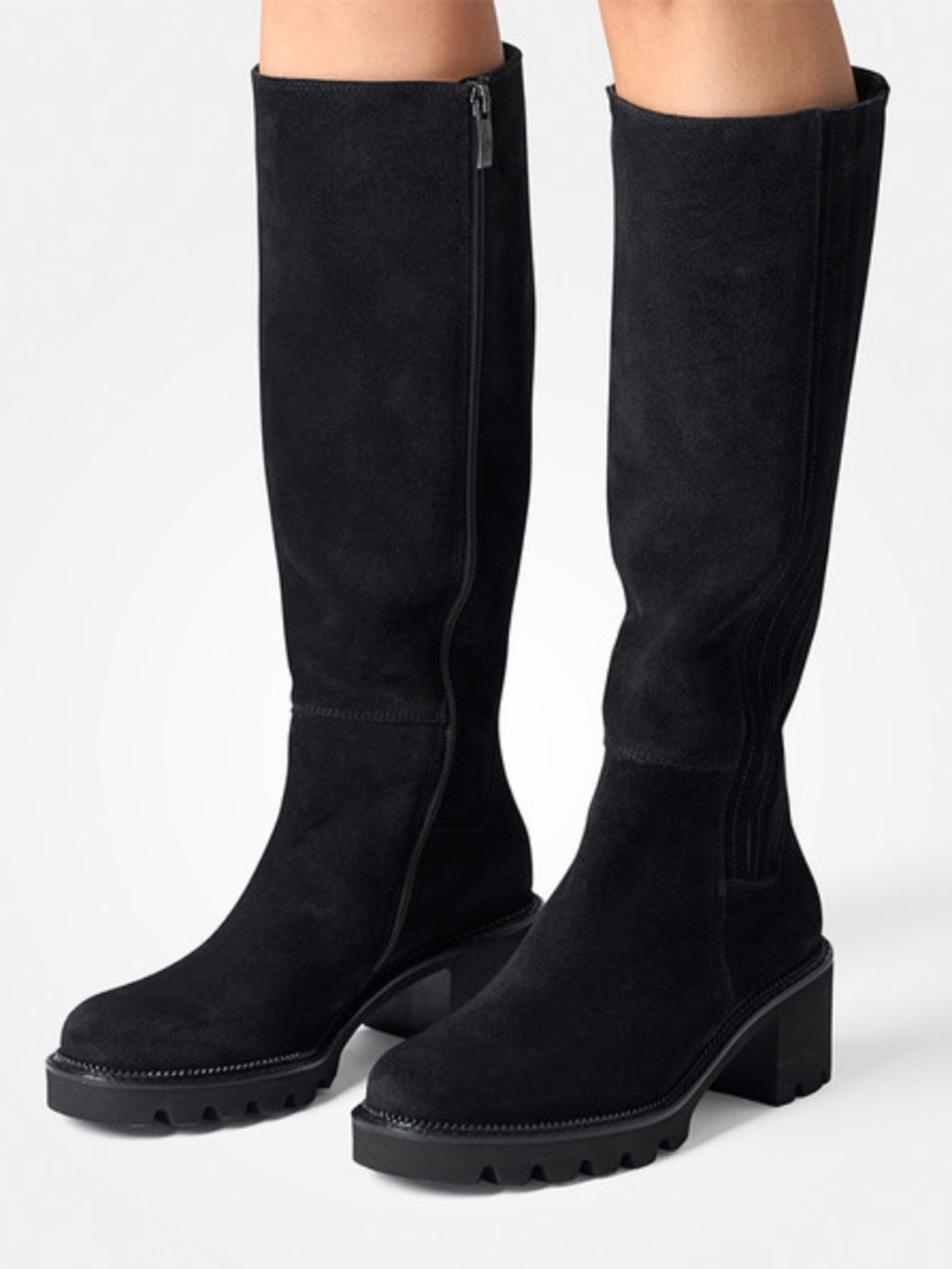 Paul Green Candice Knee High Boots black seude size 10 NWT